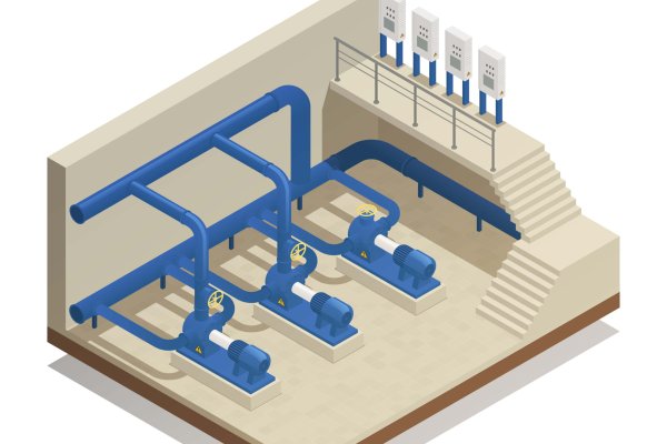 Water purification and cleaning facility element isometric composition with treatment plant pump system equipment vector illustration